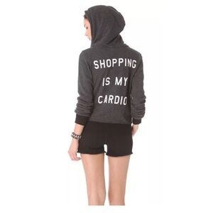 Wildfox “Shopping Is My Cardio” Grey/Black Zip Up